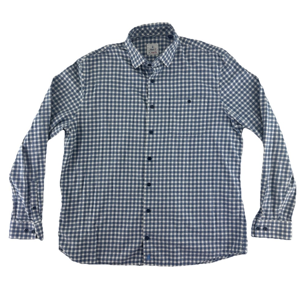 johnnie-O Hangin‎ Out Button Up Flannel Shirt Mens XL Blue Plaid